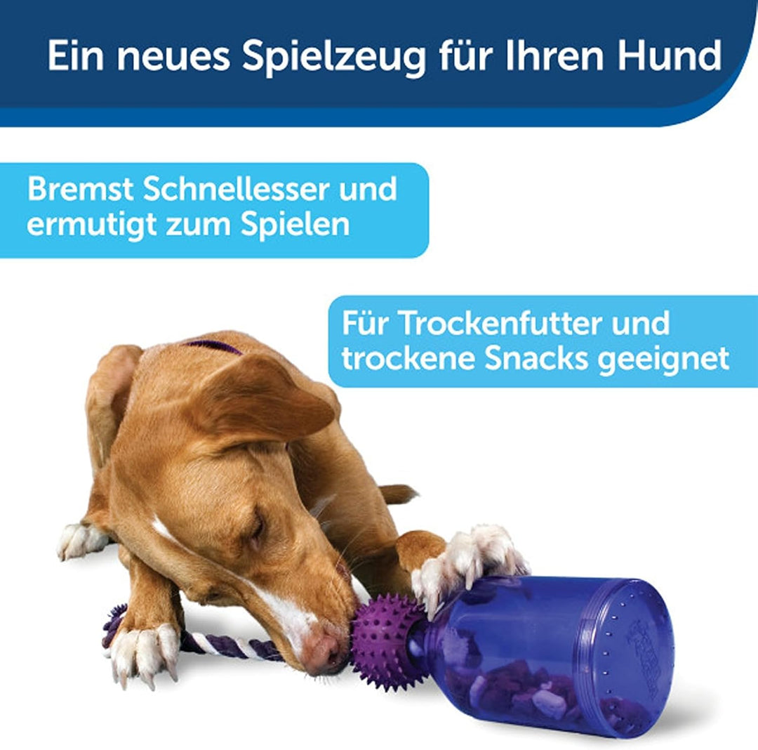 PetSafe Busy Buddy Tug-a-Jug Hundespielzeug, Snackspender mit Seil, Beschäftigung und Gewichtskontro