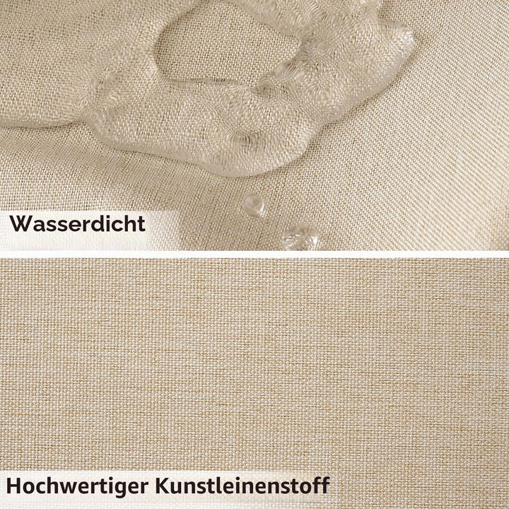 MIULEE Leinen Texturiert Duschvorhang 240x200 cm Hellbeige, Schwerer Hotel Luxus Polyester Wasserdic