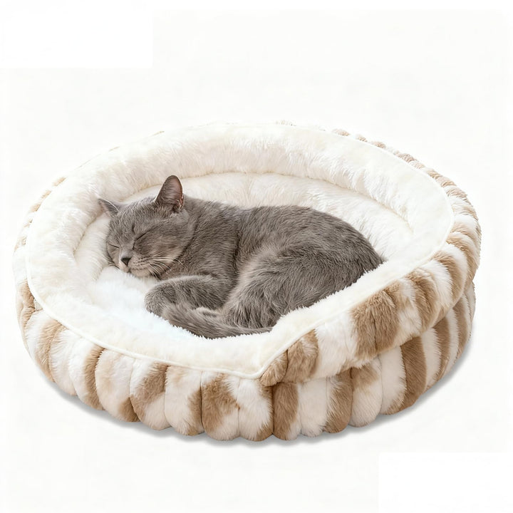 Katzenbetten für Hauskatzen, Kätzchenbett, Donut-waschbar, beruhigend, flauschig, mit Rutschfester U