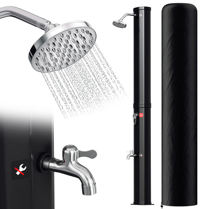 solardusche Garten 35 L | 217cm | gartendusche solar | warmes Wasser max. 60°C | Pooldusche mit Rege