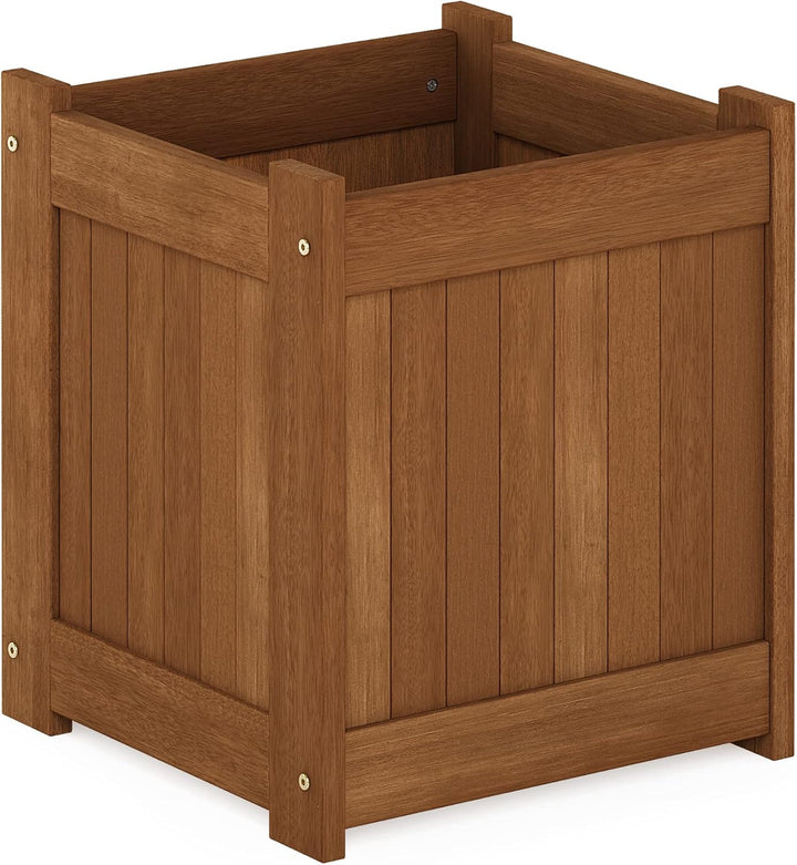 Furinno Tioman Blumenkasten in Teaköl, braun, 39,12 x 39,12 x 44,96 cm Garten, Garten