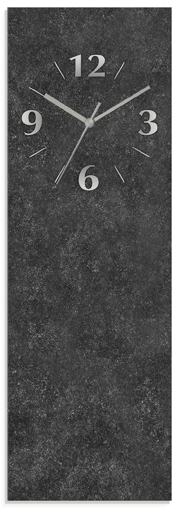 ARTLAND Wanduhr ohne Tickgeräusche aus Glas Funkuhr 20x60 cm Rechteckig Lautlos 20x60 cm Granitoptik