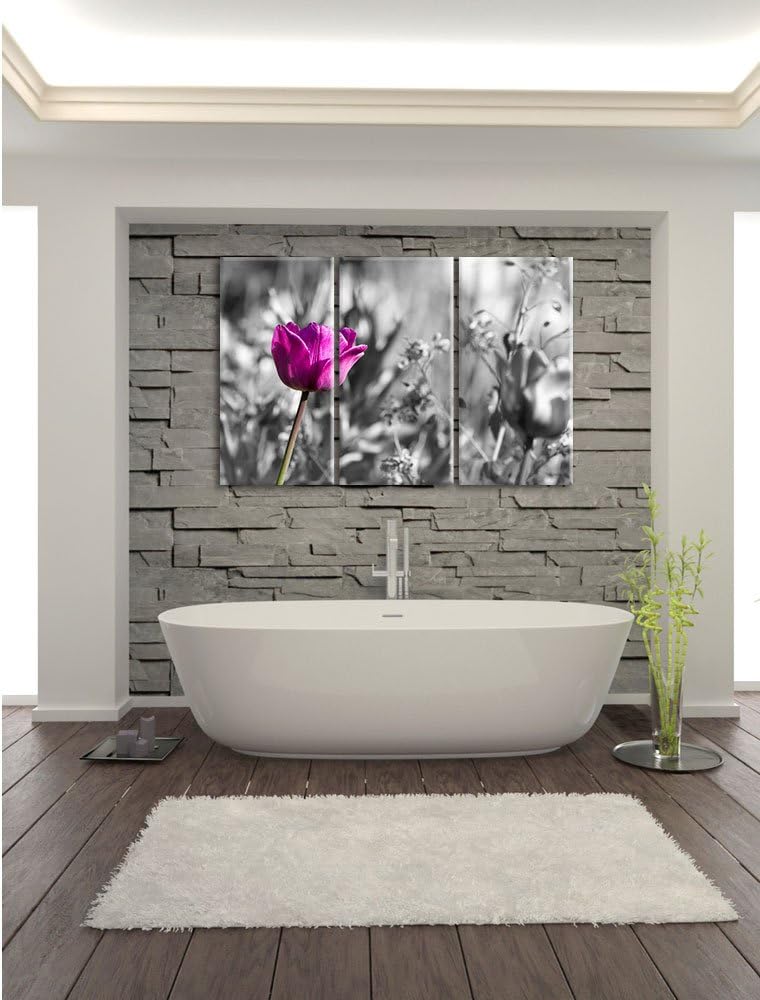 Pixxprint Blumen im Sonnenschein B&W Detail 3-Teiler Leinwandbild 120x80 Bild auf Leinwand