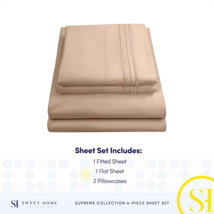 Sweet Home Collection Fadenzahl 1800, weiche ägyptische Qualität, gebürstete Mikrofaser Laken – Luxu