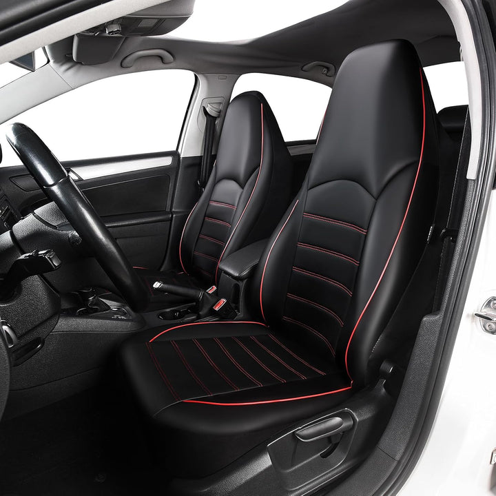 TOYOUN Klassisch Autositzbezüge Vordersitze Highback Sitzbezüge 2er Universal Schonbezüge PU Leder S