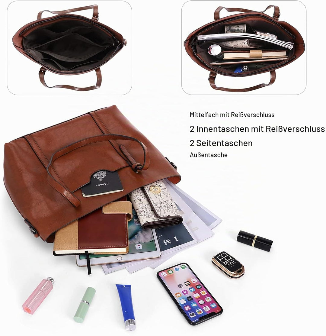 HAWEE Damen Crossbody Handtasche Grosse Shopper Umhängetasche Kunstleder Tote Schultertasche Mode He