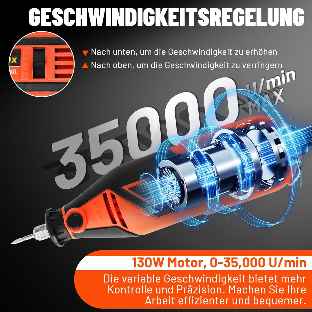 ValueMax Multifunktionswerkzeug 130W, Rotationswerkzeug mit 120 Zubehör, mini Graviergerät 5 Variabl