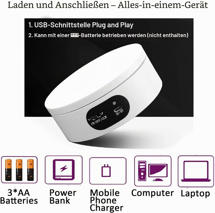 YVVV Drehteller Elektrisch, Displayständer Elektrischer 360-Grad-Drehteller Für Die Fotografie, Auto