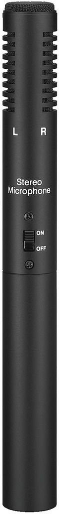 MONACOR ECM-600ST Elektret-Stereo-Mikrofon für den Einsatz mit Videokameras, schwarz