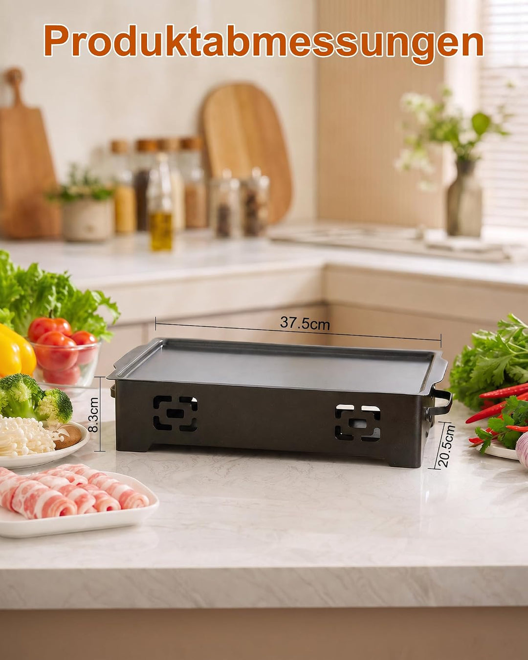 BBQ Warmhalteplatte 37x20cm - Fleischwarmhalter füR Grillen mit Heizplatte | Tragbare Warmhalteplatt