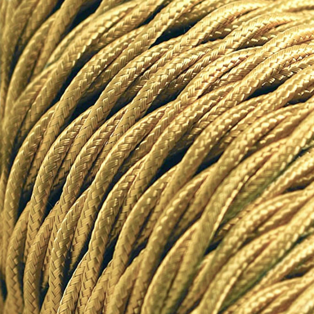 Amarcords - Textilkabel für Lampen GOLD, geflochten, Seide, 5 Meter, mit 2 Leiter 2x0,75 - Stoffkabe