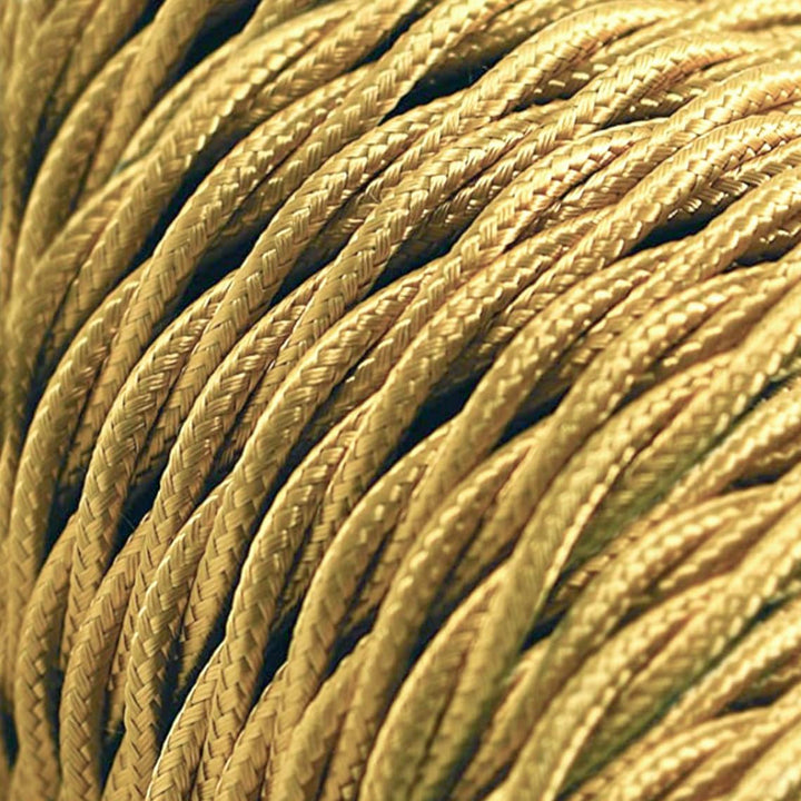 Amarcords - Textilkabel für Lampen GOLD, geflochten, Seide, 5 Meter, mit 2 Leiter 2x0,75 - Stoffkabe