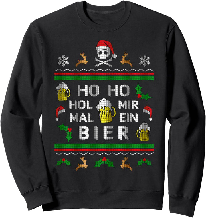 Ho Ho Hol mir mal ein Bier Ugly Christmas Herren Weihnachts Sweatshirt