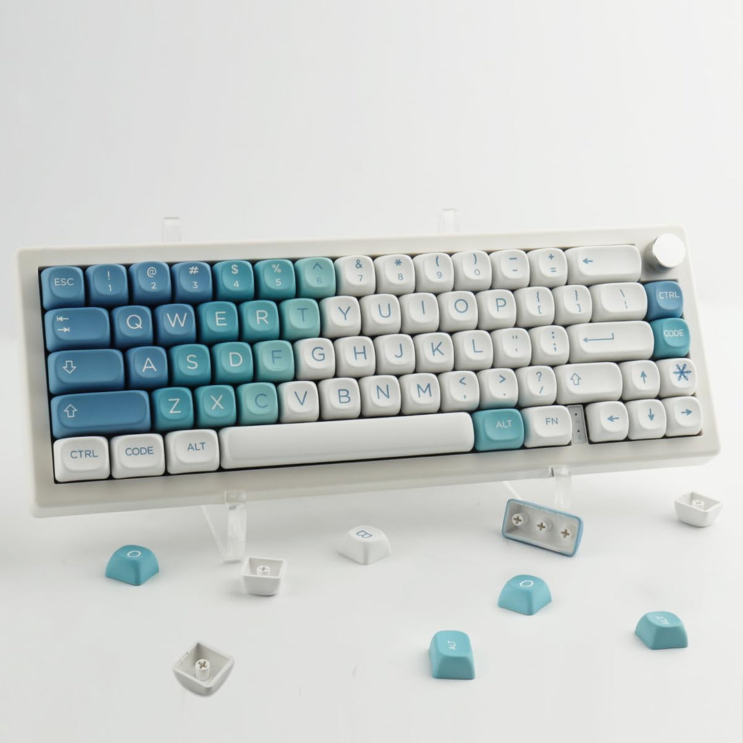 Sunzit Cute PBT Keycaps 126 Tasten Custom Keycap Set,MOA Profil Keycaps Dye-Sub Blau Schneemonster T