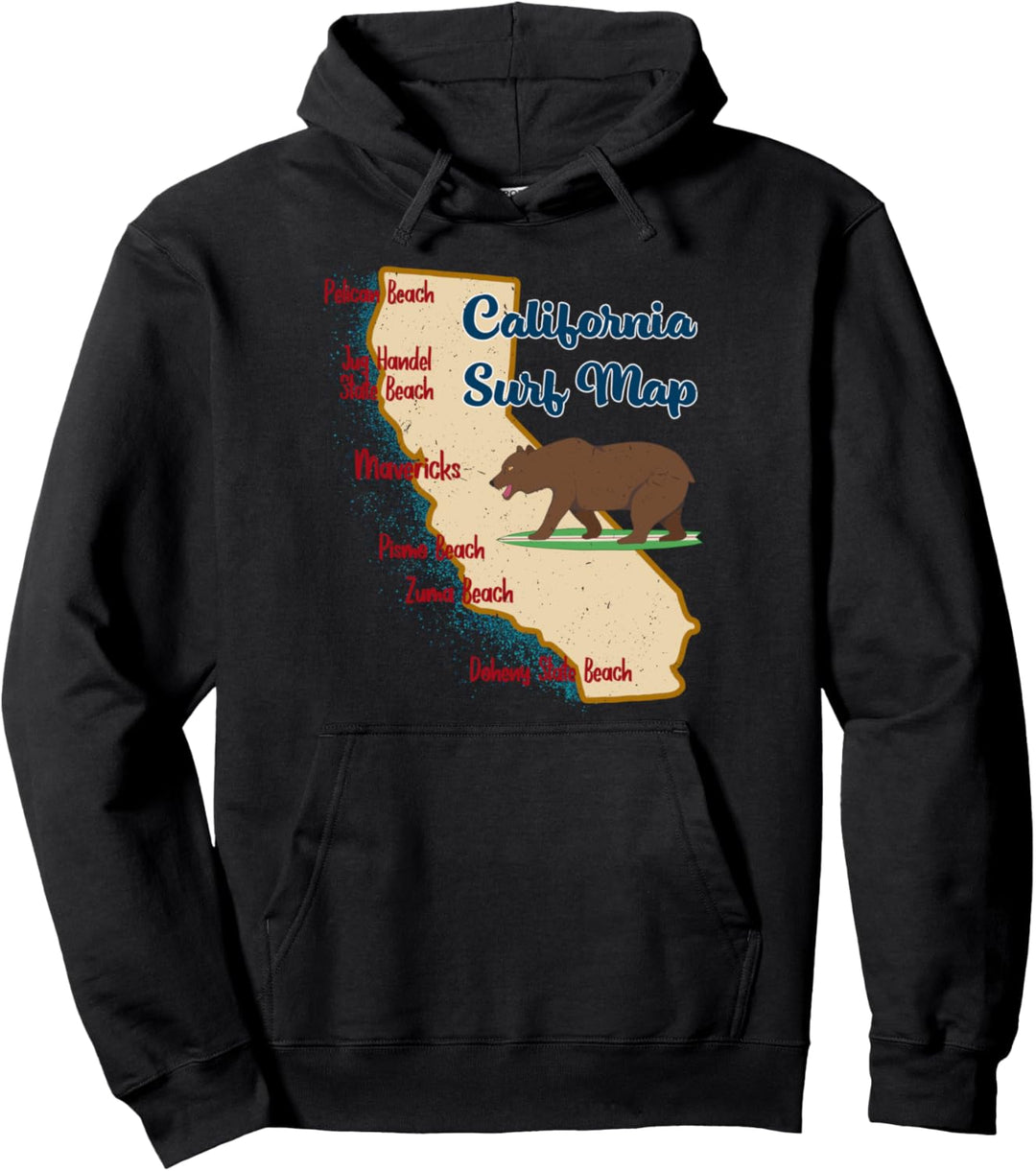 Cool Surfer's California Surfkarte Pullover Hoodie