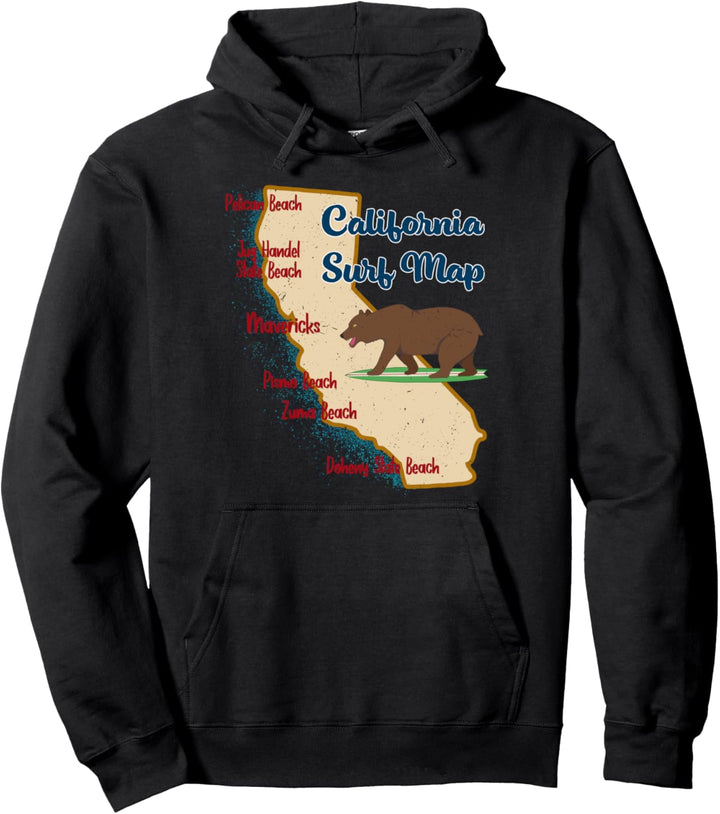 Cool Surfer's California Surfkarte Pullover Hoodie