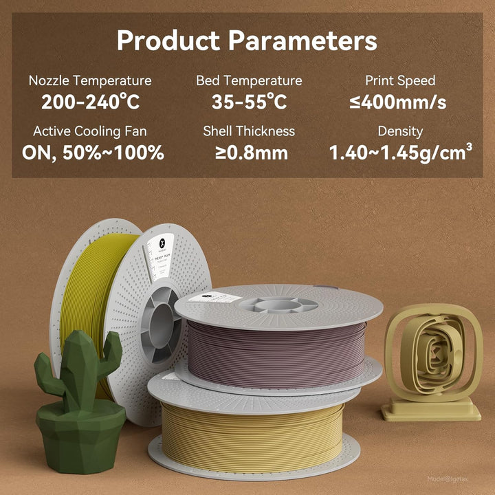 kexcelled PLA Matte Beige Filament 1,75mm +/-0,03mm, Matt Textur Finish Farbe, Ästhetische Materiali