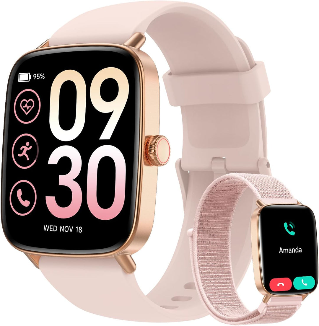 Yoever Smartwatch Damen mit Telefonfunktion - 1.85" Fitnessuhr Damen mit Herzfrequenz SpO2 Schlafmon