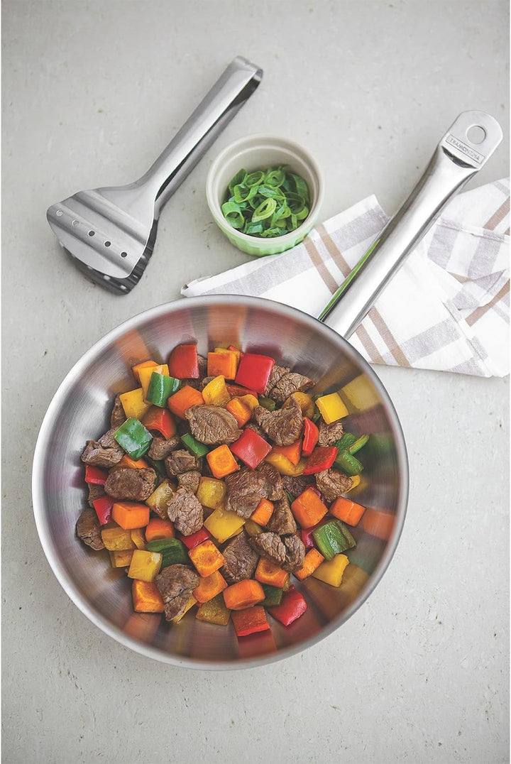 Tramontina Edelstahlpfanne, Ø 30 cm, Edelstahl 18/10, Bratpfanne unbeschichtet, spülmaschinengeeigne