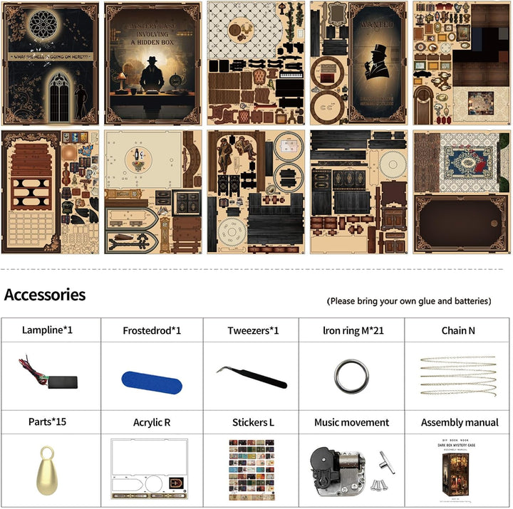 Book Nook Kit, DIY Miniatur Haus Puppenhaus Bausatz Bücherregal Deko für Jugendliche und Erwachsene（