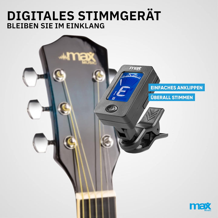 MAX SoloJam Westerngitarre, Akustik Gitarre Set, Acoustic Guitar, Akustikgitarre 4/4 mit Tasche, Ple