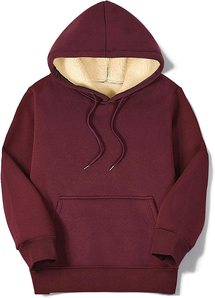 Damen Winter Warmes Sweatshirt Fleece Sherpa Gefütterter Pullover mit Kapuze Lässiger Sportlicher Fl