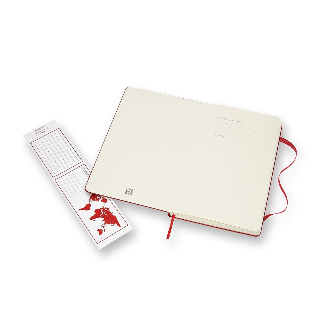 Moleskine - Klassisches Blanko Notizbuch - Hardcover mit Elastischem Verschlussband - Farbe Scharlac