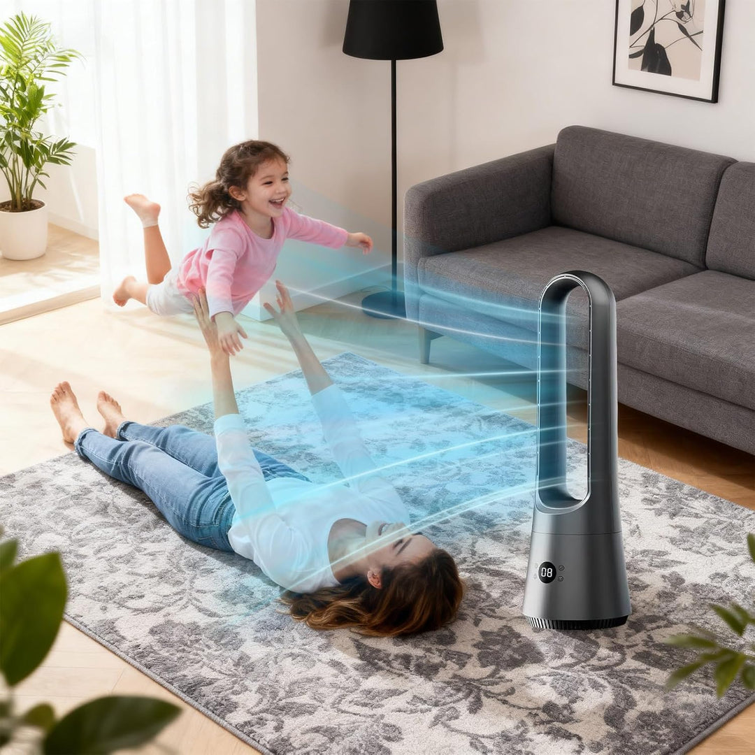 Blattloser Ventilator, 63cm Turmventilator mit Fernbedienung, 8 Geschwindigkeiten + Schlafmodus + St