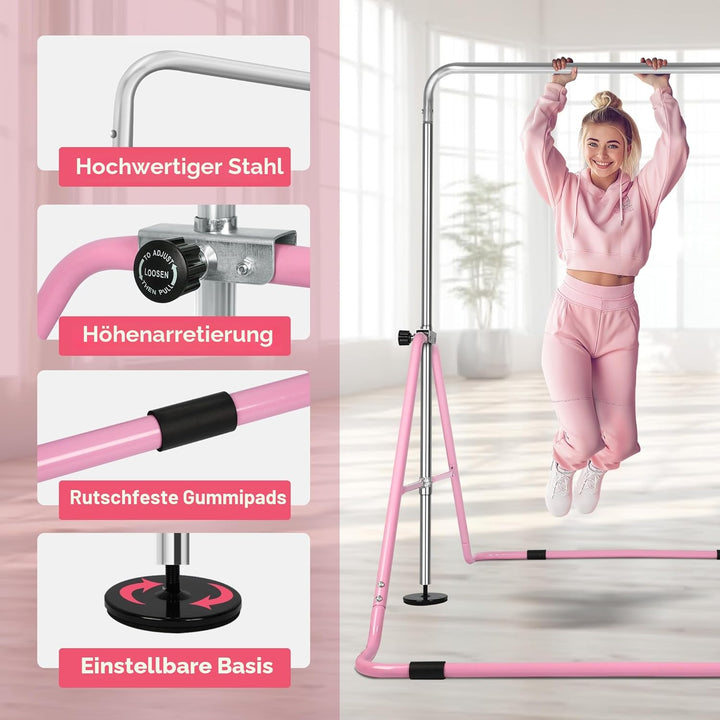 ORIENTOOLS Kinder Gymnastikstange Höhenverstellbare horizontale Stangen Faltbar Gymnastik Junior Tra