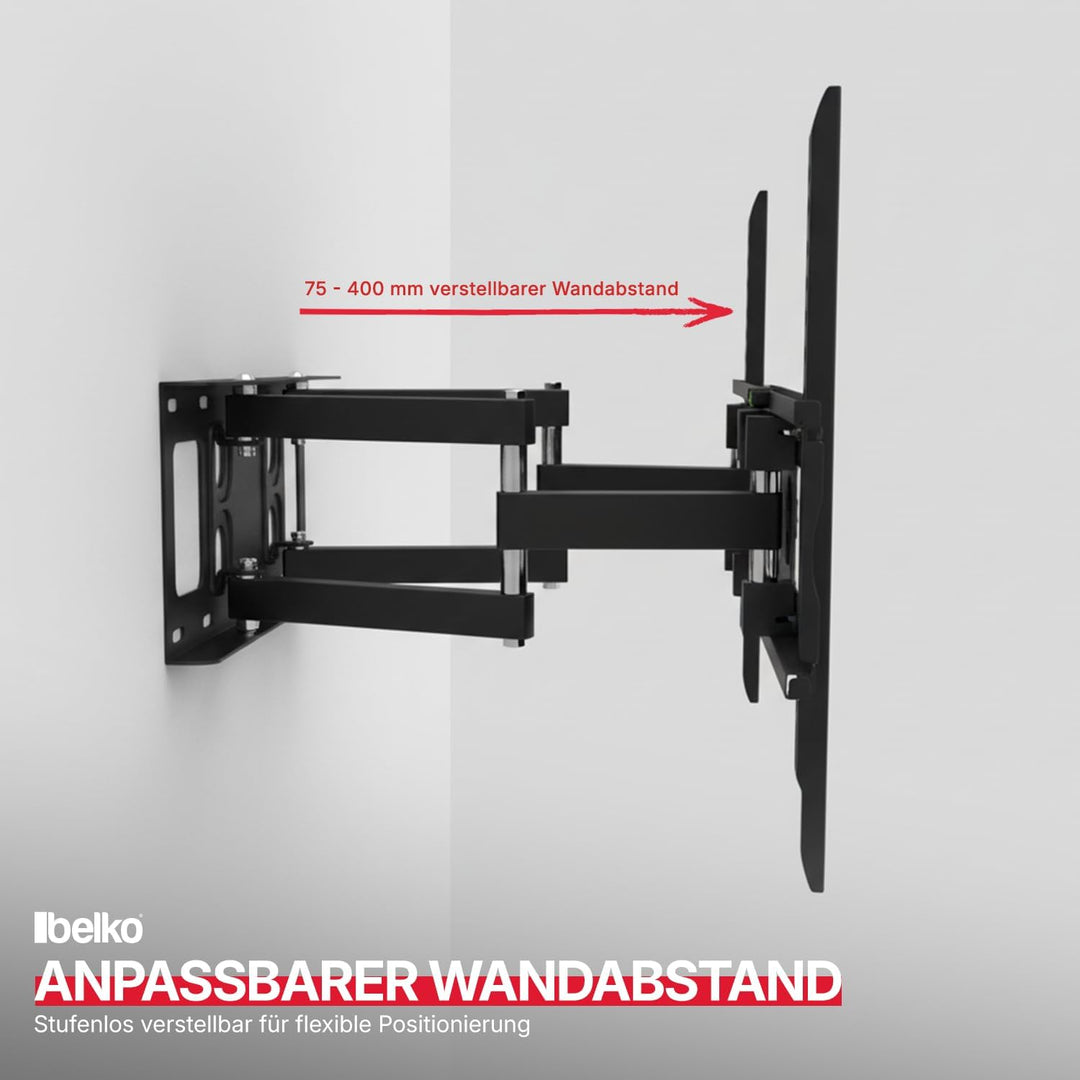 Belko® TV-Halterung 36"-70" - Stabile Wandhalterung für Grossbildfernseher - Schwenkbar & Neigbar -