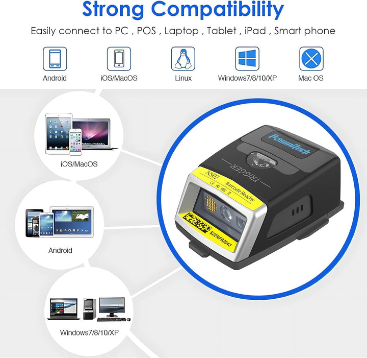 NS02 Wearable kabelloser Bluetooth 2D-Barcode-Scanner, IP65