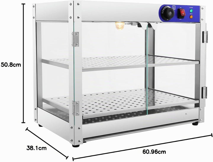 Aufsatzvitrine Warmhaltetheke Heisstheke Gewerblicher Speisenwärmer mit 2 Edelstahlrahmen Warmhaltev