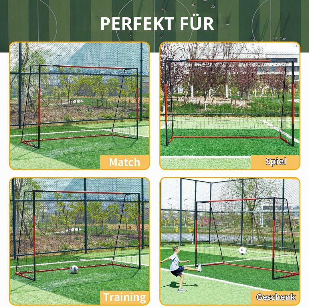 KAIHAOWIN Metall Fussballtor 76x91|125x185|193x244|203x308-Fussballtor mit Stahlrahmen Torpfosten-To