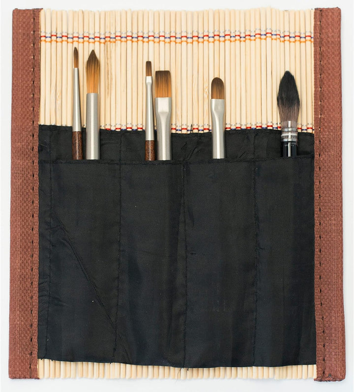 Raphael Precision & SoftAqua Mini-Reisepinsel-Set, Bambus, rund 0, rund 2, flach 0, flach 2, Filbert