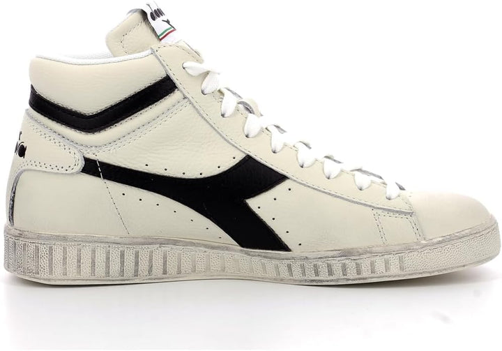 Diadora Unisex Game L High Waxed Hohe Sneaker 41 EU Weiss Schwarz, 41 EU Weiss Schwarz
