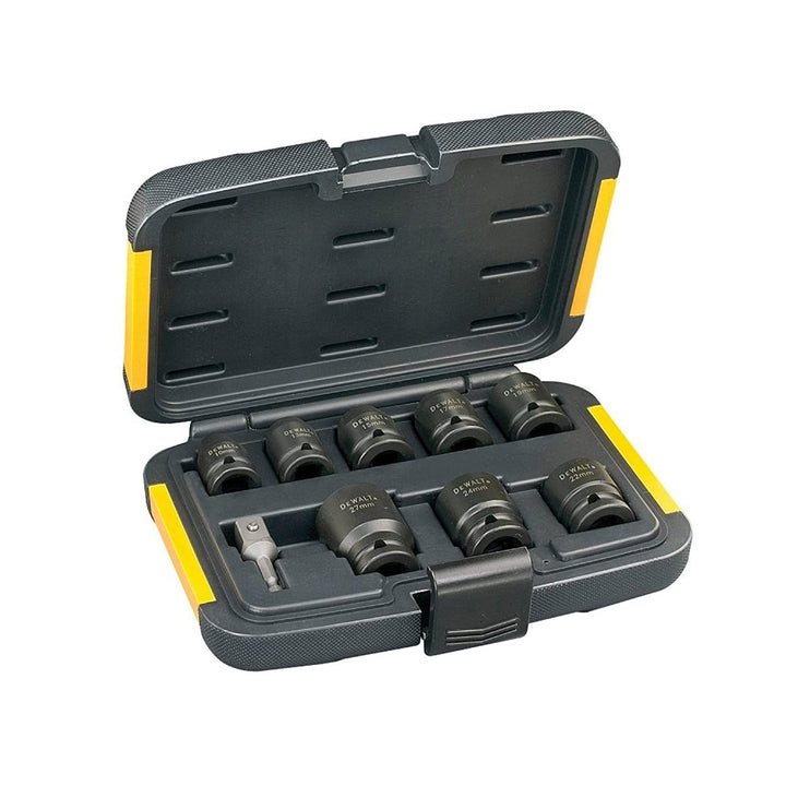 Dewalt Extreme Impact Steckschlüssel-Set für Schlagschrauber DT7507 (9-teilig, inkl. 1/4" zu 1/2" Ad