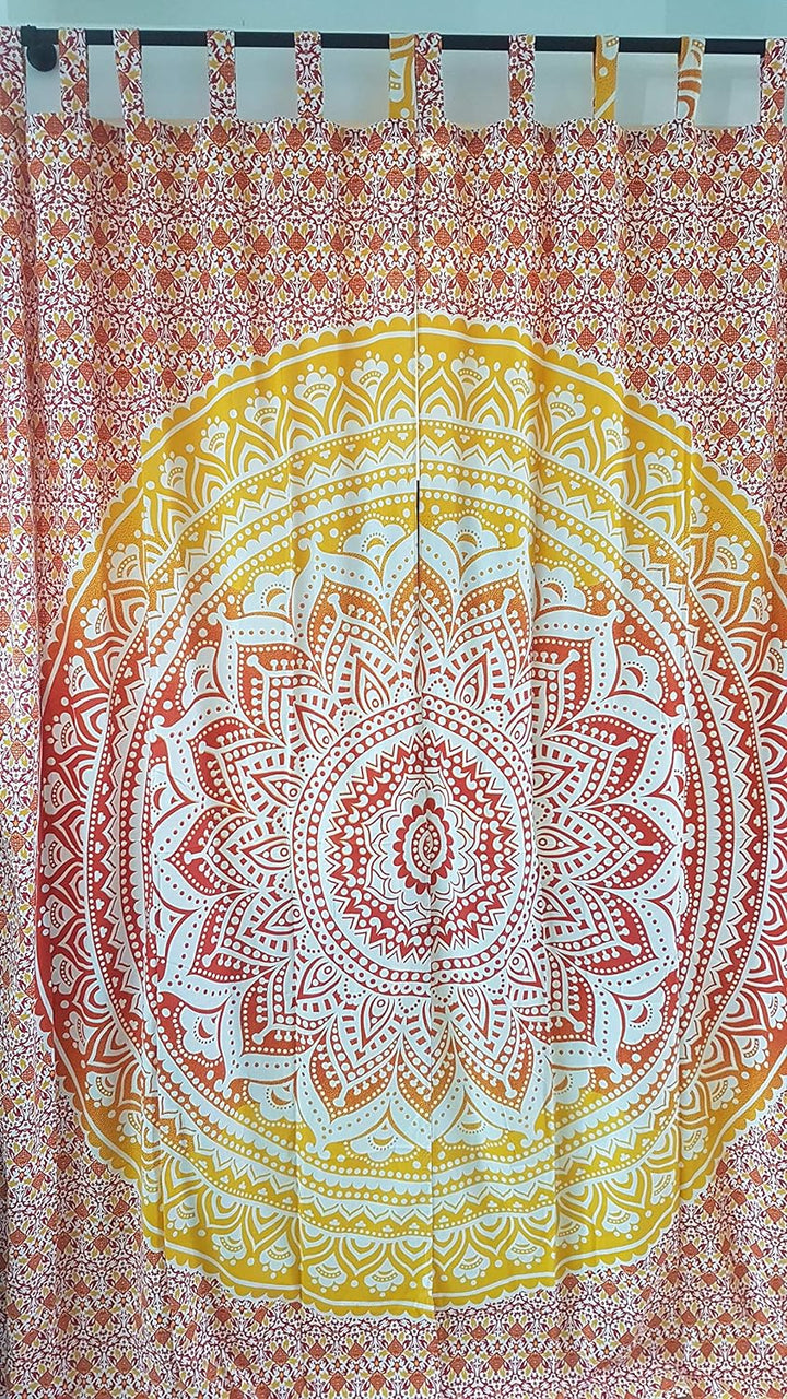 Werterhalt ums Haus Schlaufenvorhänge aus 100% Baumwolle - 1 Schals mit Raffbändchen - orange/gelb