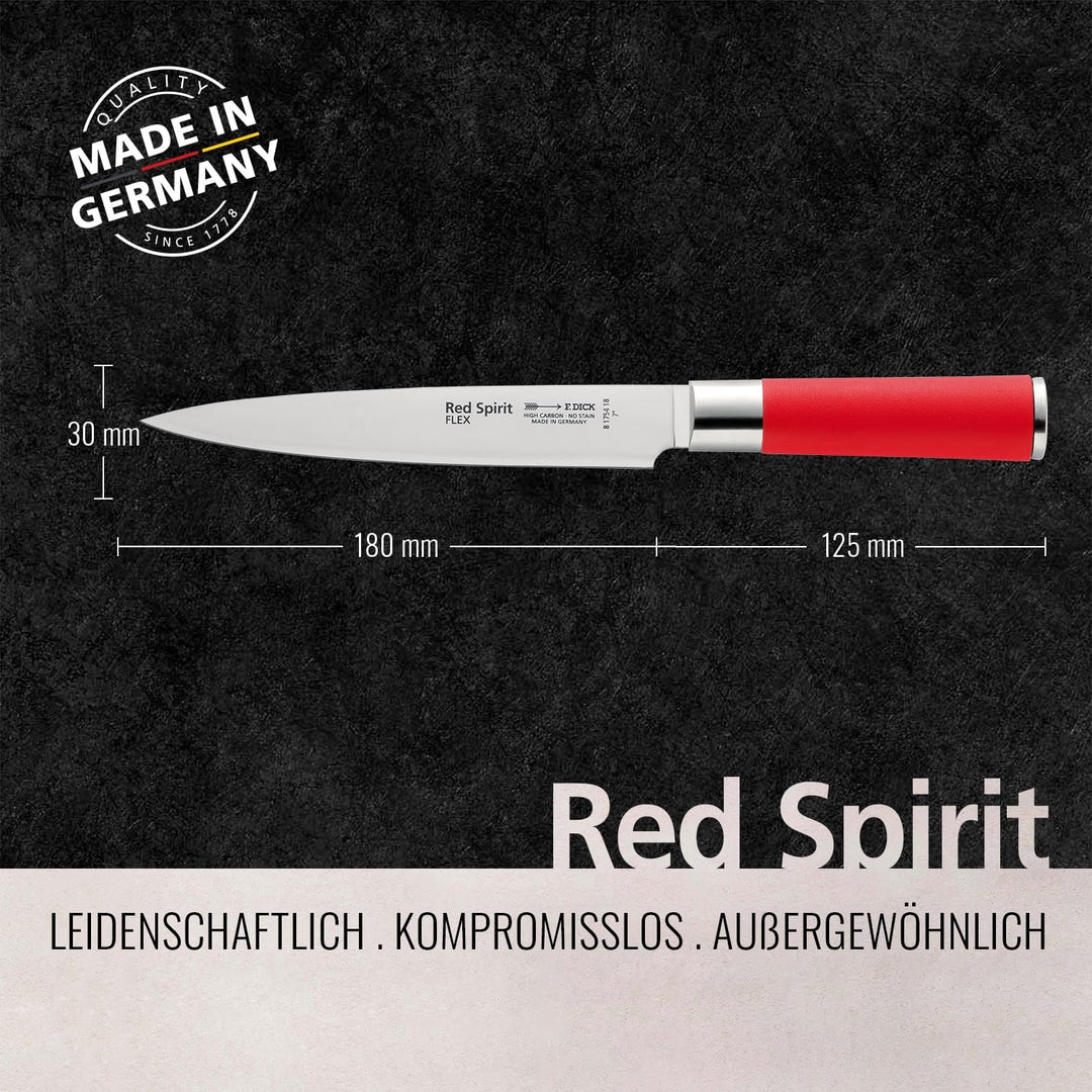 F. DICK Filetiermesser, Filiermesser, Red Spirit (Messer mit Klinge 18 cm, X55CrMo14 Stahl, nichtros