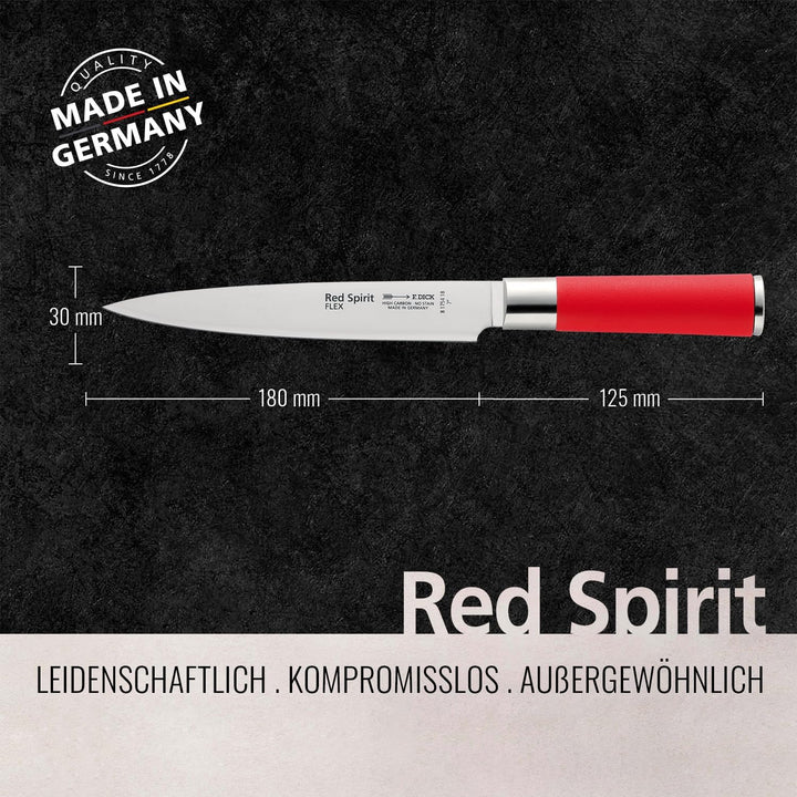 F. DICK Filetiermesser, Filiermesser, Red Spirit (Messer mit Klinge 18 cm, X55CrMo14 Stahl, nichtros