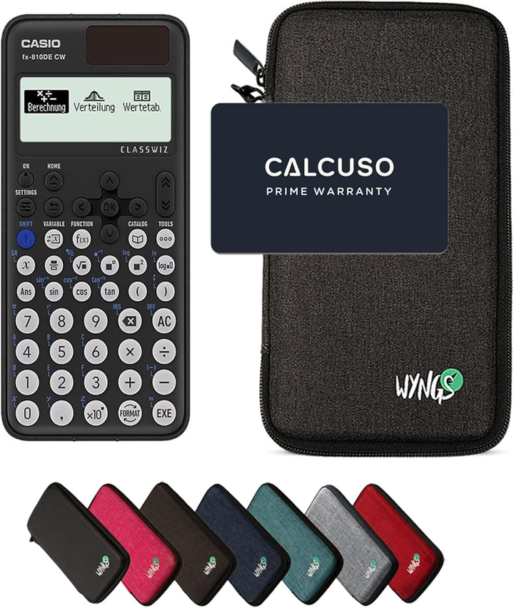 CALCUSO Sparpaket: Casio FX-810DE CW + WYNGS Schutztasche dunkelgrau + Erweiterte Garantie von CALCU
