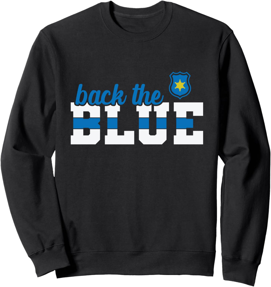 Die Polizei trägt das blaue Polizeiabzeichen Sweatshirt