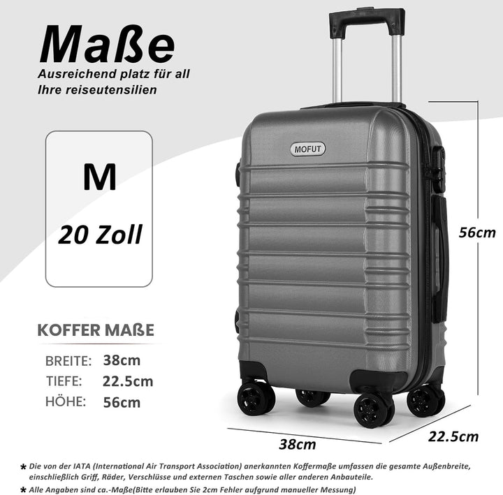 MoFut Koffer, Handgepäck Koffer, Hartschalenkoffer Trolley Rollkoffer Suitcase, Reisekoffer mit Roll
