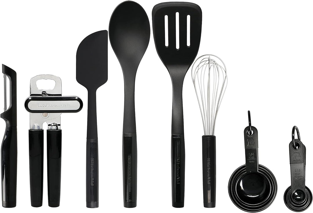 KitchenAid 15er Set Küchenutensilien, Hitzeresistent, Spülmaschinenfest, 15 Kochutensilien – Schwarz