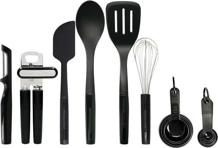 KitchenAid 15er Set Küchenutensilien, Hitzeresistent, Spülmaschinenfest, 15 Kochutensilien – Schwarz
