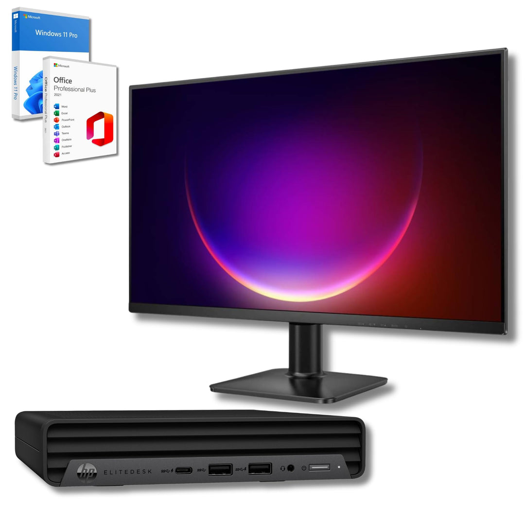 HP Bundle EliteDesk 600 G6 Mini-PC | Intel Core i5-10500T | 16 GB RAM | 512 GB SSD Nvme Monitor 27"