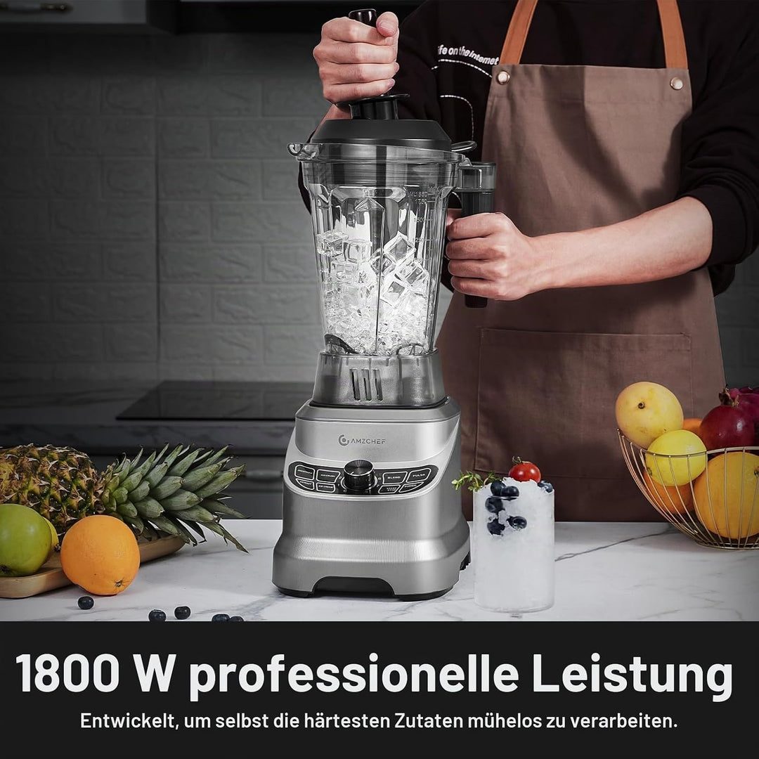 AMZCHEF Standmixer 1800 Watt | 1.85L Mixer Hochleistungsmixer | Blender mit 8 Einstellbaren Geschwin