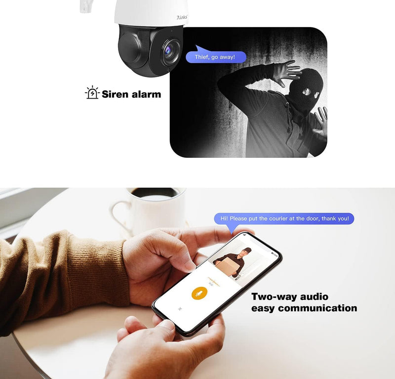 7links WLAN Kamera mit Zoom: PTZ-IP-Überwachungskamera mit 2K, 18x-Zoom, WLAN, App, 360°, IP66 (WLAN
