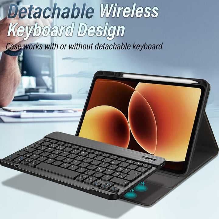 Tastatur Hülle mit Schutzfolie für Xiaomi Pad 7/ Pad 8/ Pad 7 Pro/Pad 8 Pro 11.2 Zoll, LED Bluetooth