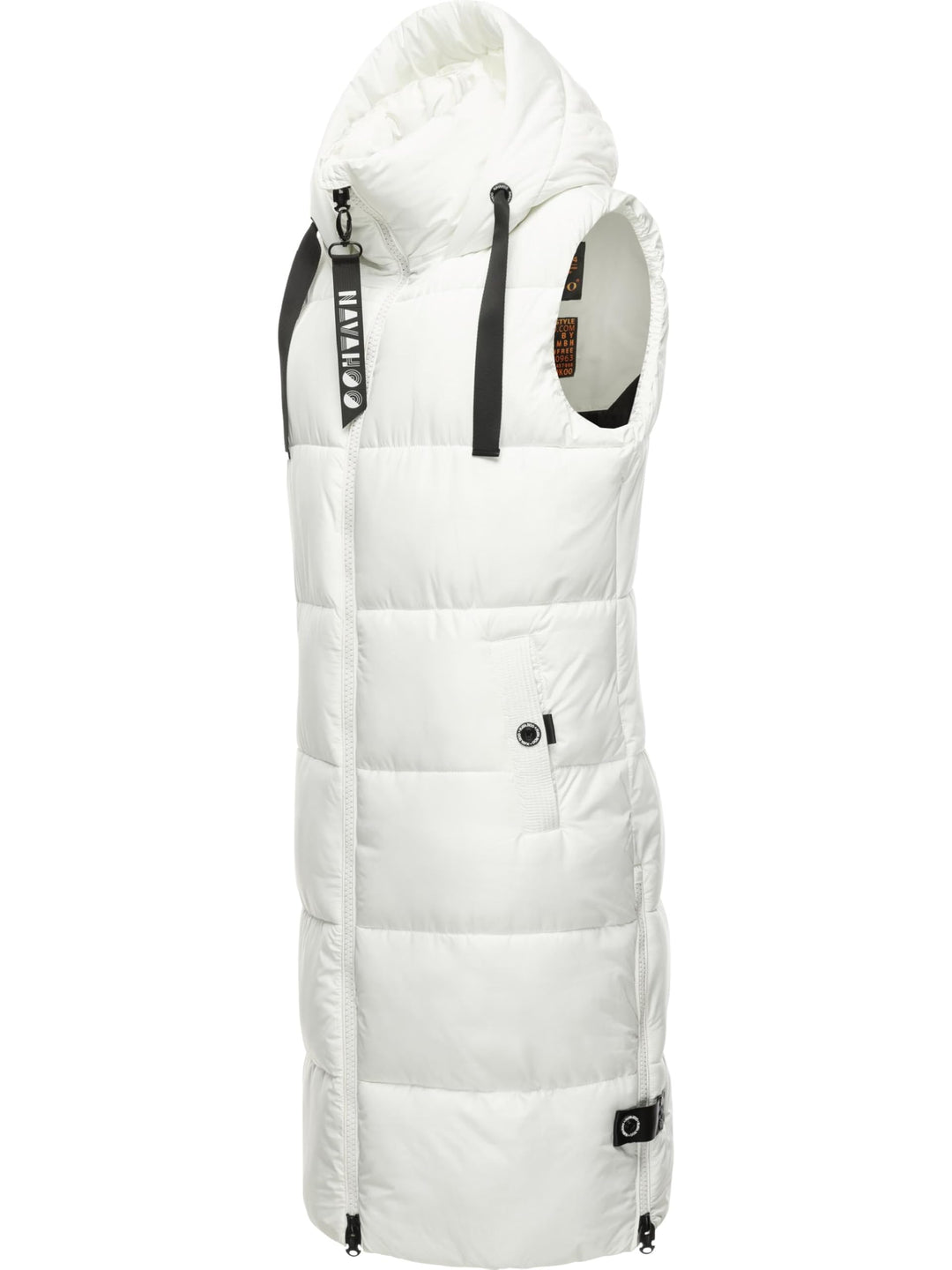 Navahoo Damen ärmellose lange Outdoorweste warme Winterjacke Schnuffelchen XS-3XL XS Offwhite, XS Of