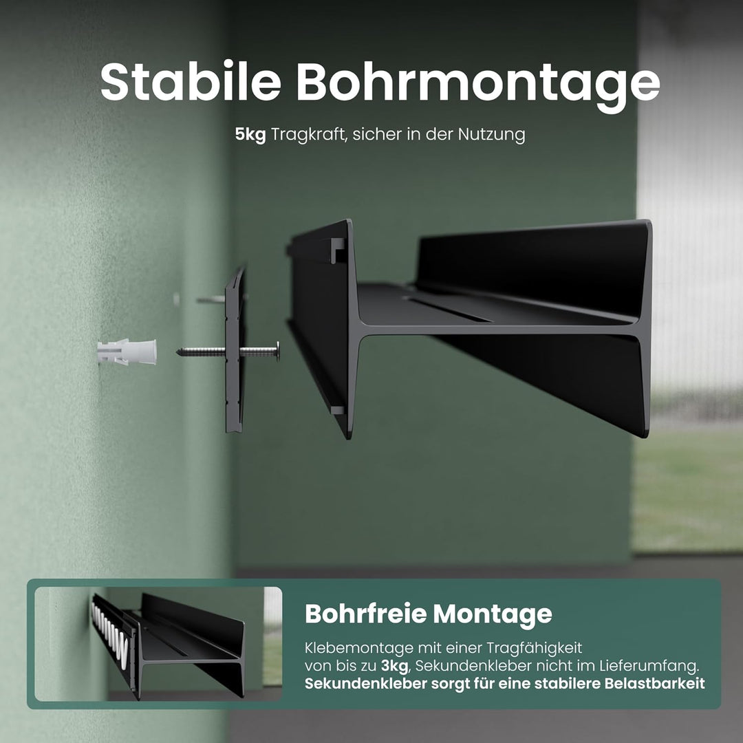 Mai & Mai Duschablage zum Bohren oder Kleben Duschregal Badablage 80cm Badezimmerablage zur Wandmont